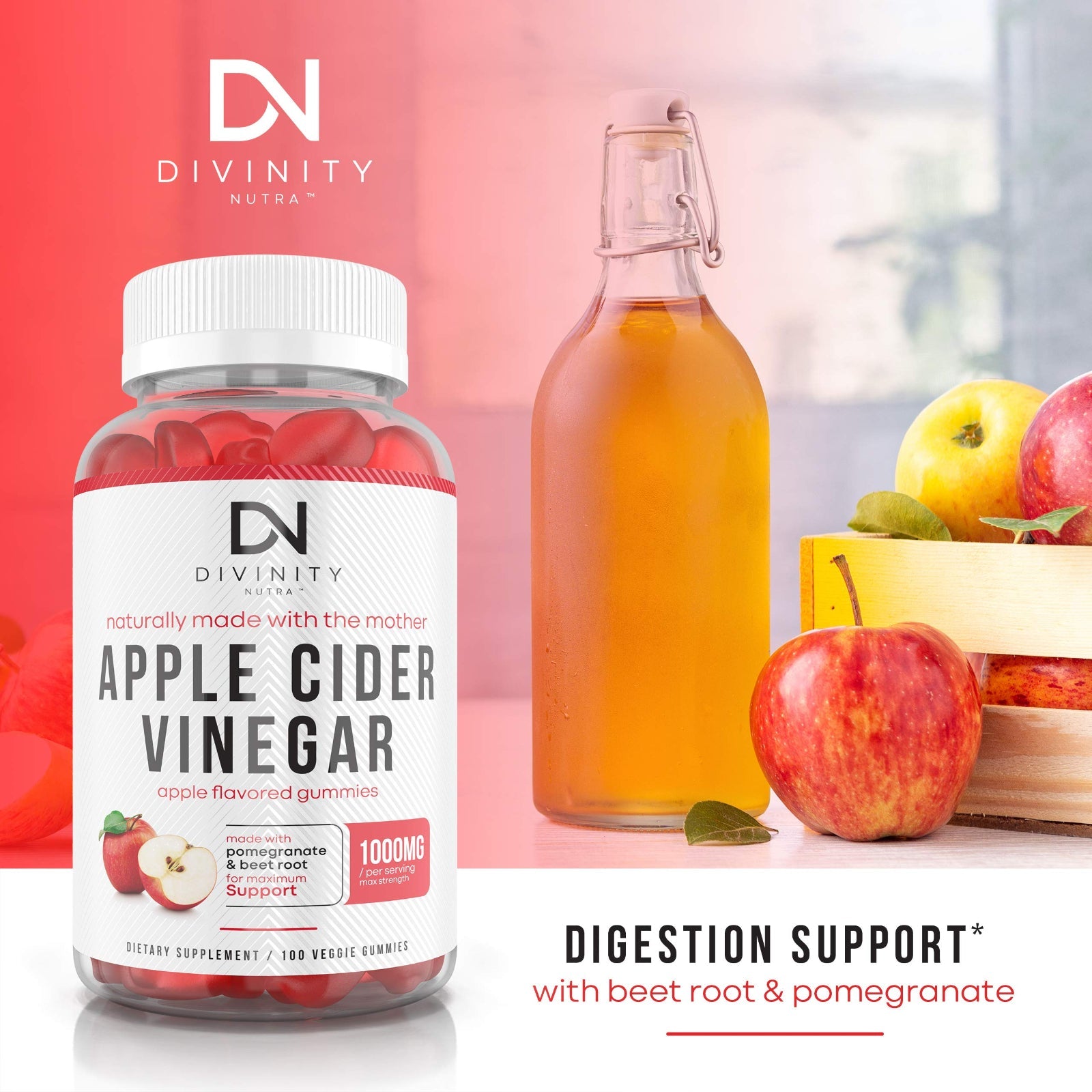 Apple Cider Vinegar Gummies with Vitamin B - Divinity Nutra